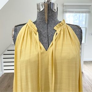 NWT XXL NINE WEST Sunshine yellow tiered peasant double layered maxi dress